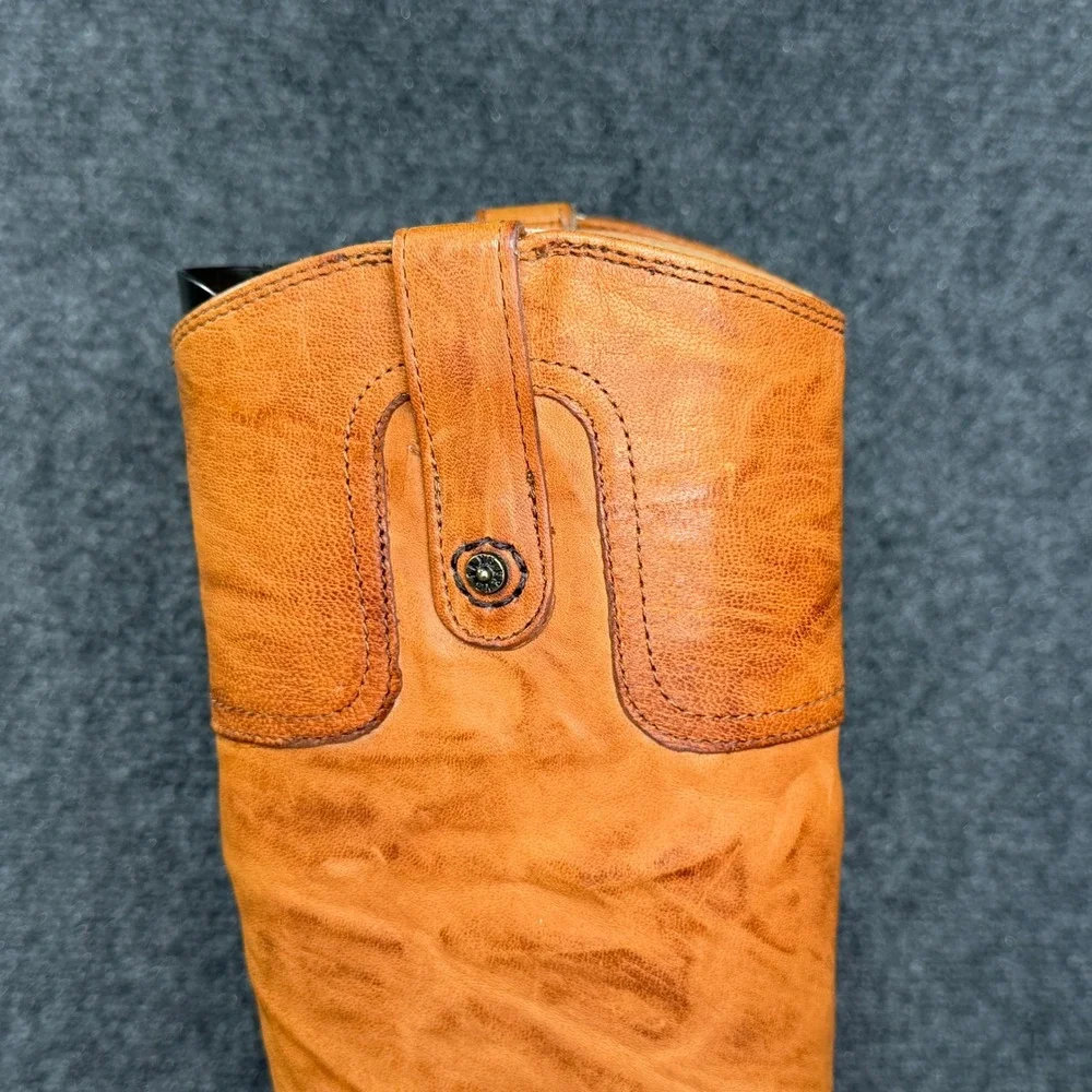 Frye Carson Tall Riding Boots Women's 6.5 Caramel Brown Leather Pull On Rustic